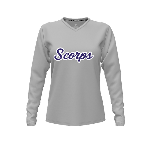 [FTLVPTGY-FYXS-LOGO3] Decker Performance T-Shirt (Female Youth XS, Gray, V Neck, Logo 3, Long Sleeve)